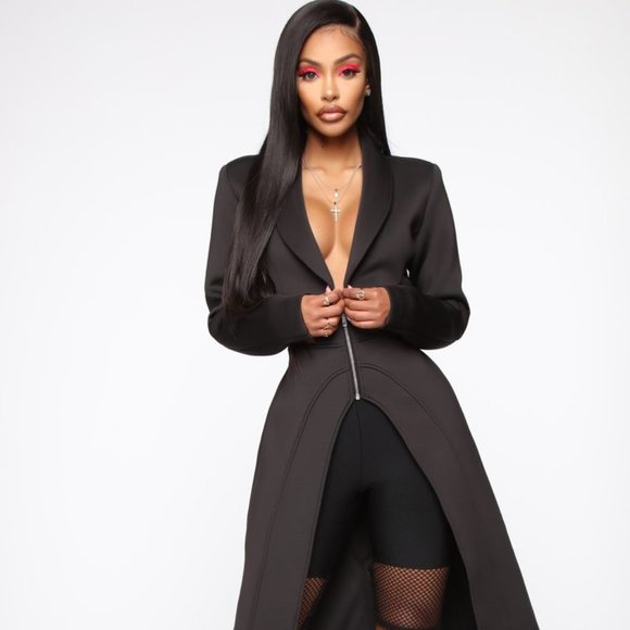 black longline jacket
